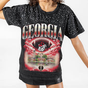 GEORGIA BULLDOGS DREAM BIG VINTAGE WASH RHINESTONE TEE