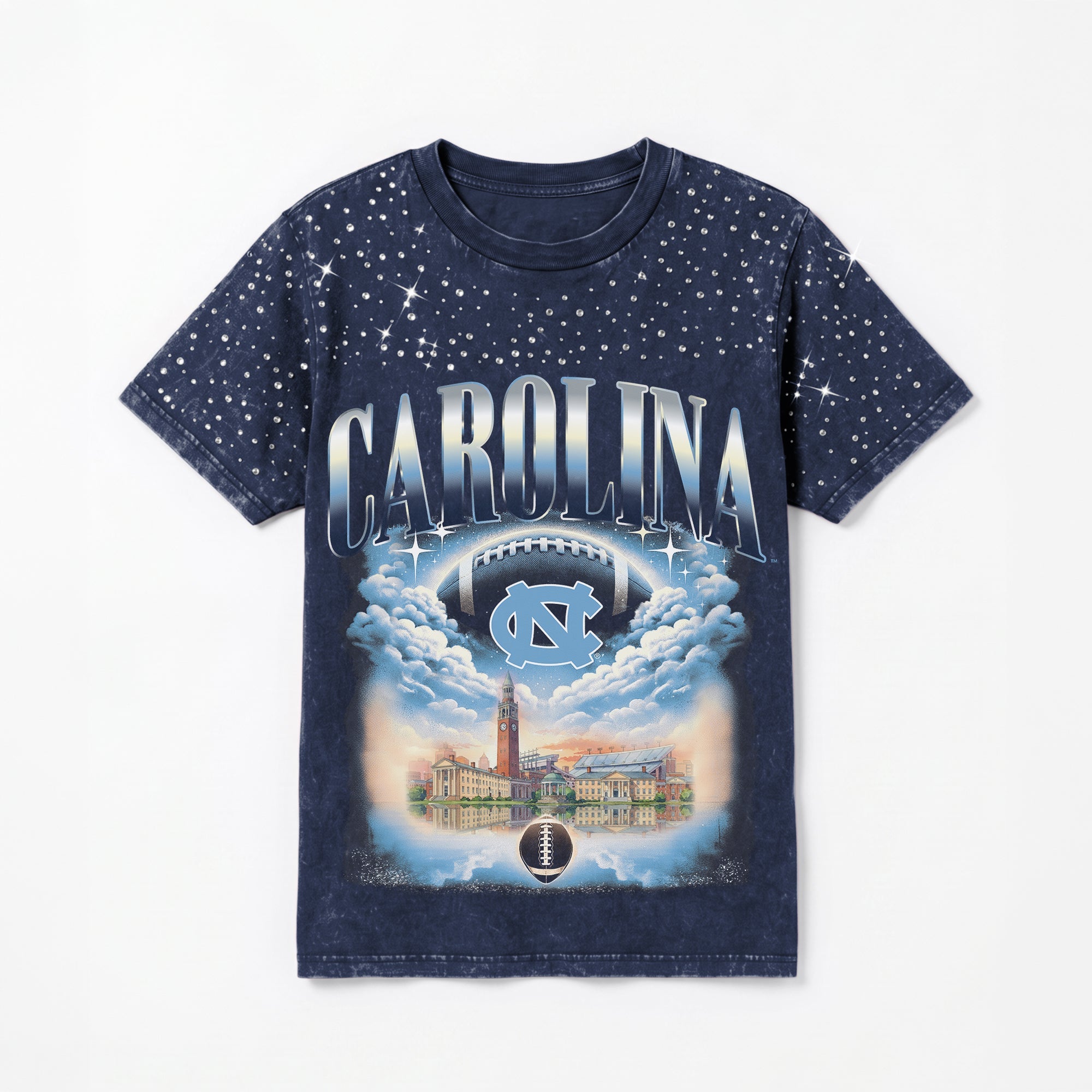 NORTH CAROLINA TAR HEELS SKY'S THE LIMIT VINTAGE WASH RHINESTONE TEE