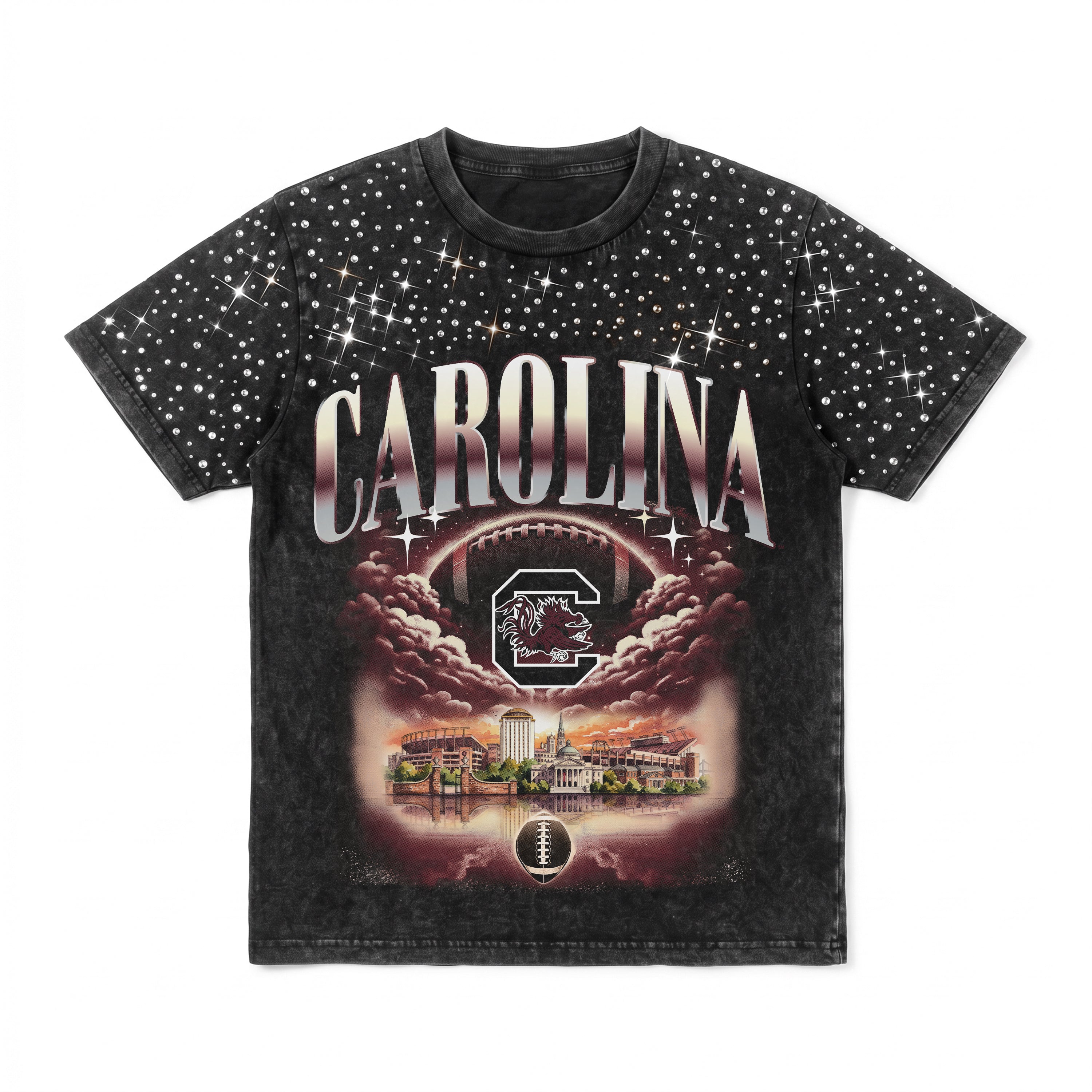 SOUTH CAROLINA GAMECOCKS SKY'S THE LIMIT VINTAGE WASH RHINESTONE TEE