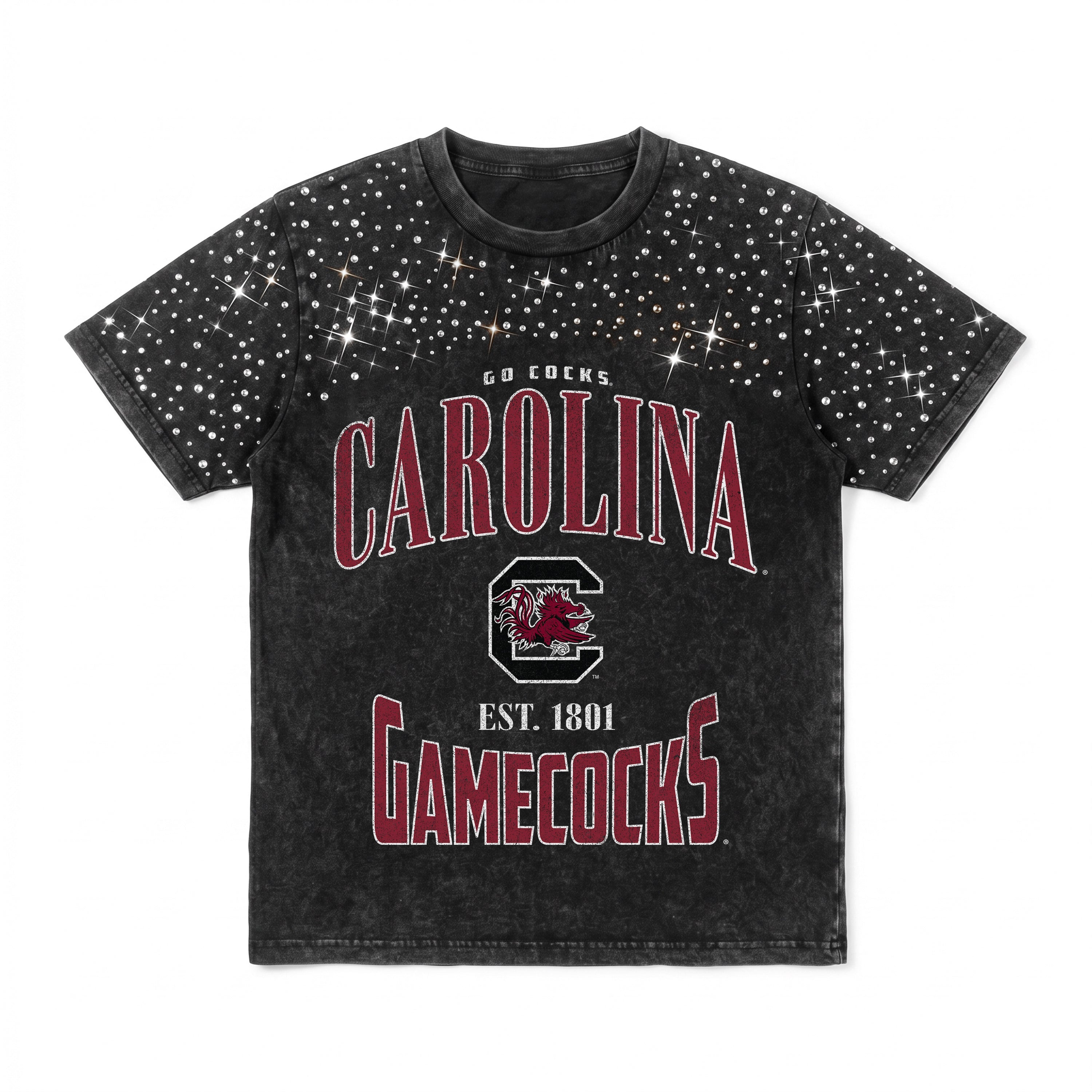 SOUTH CAROLINA GAMECOCKS IN THE ZONE VINTAGE WASH RHINESTONE TEE