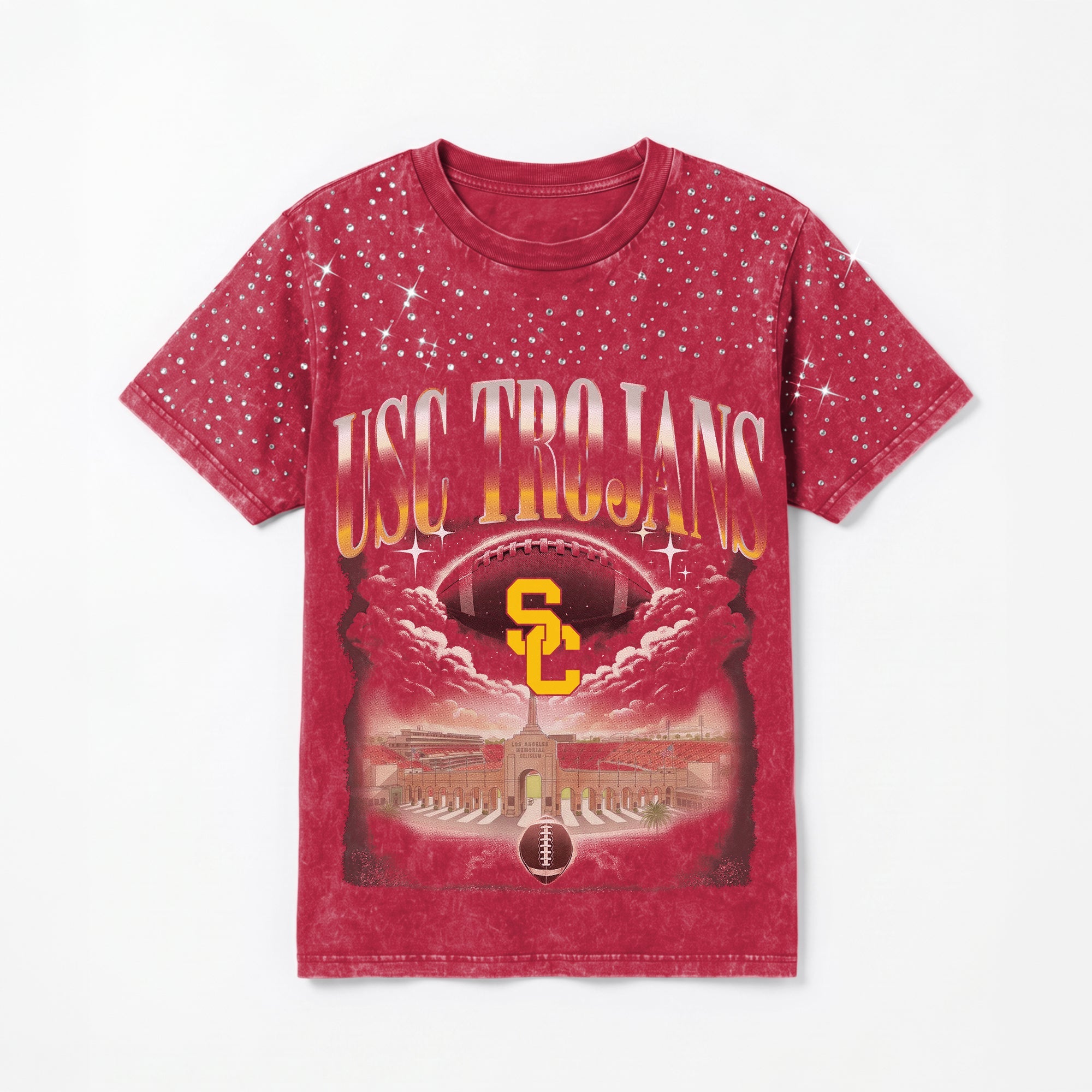 USC TROJANS SKY'S THE LIMIT VINTAGE WASH RHINESTONE TEE