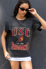 USC TROJANS IN THE ZONE VINTAGE WASH RHINESTONE TEE
