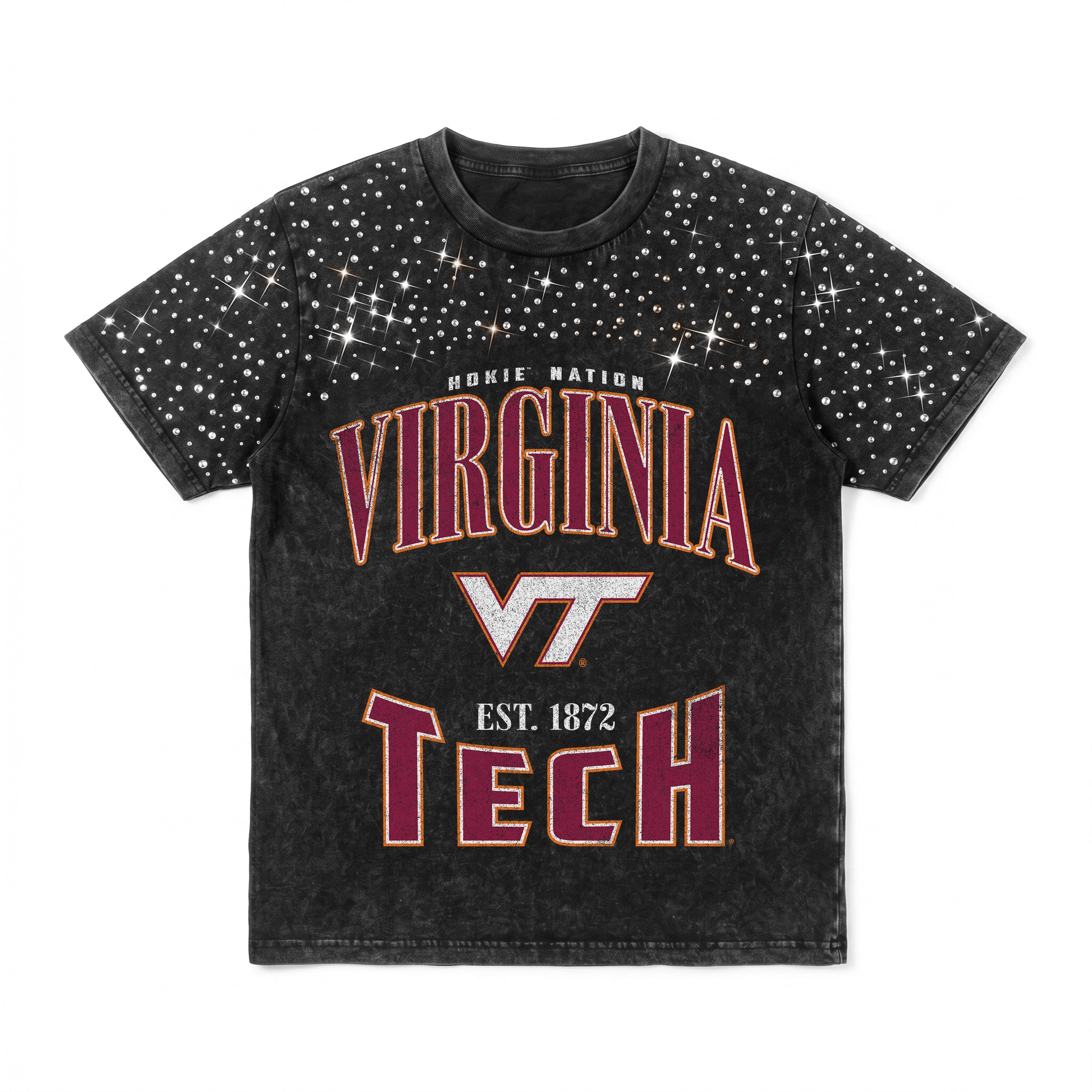 VIRGINIA TECH HOKIES IN THE ZONE VINTAGE WASH RHINESTONE TEE