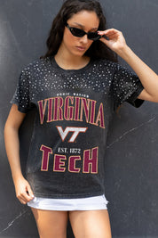 VIRGINIA TECH HOKIES IN THE ZONE VINTAGE WASH RHINESTONE TEE