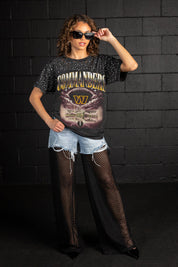 WASHINGTON COMMANDERS SKY'S THE LIMIT VINTAGE WASH RHINESTONE TEE