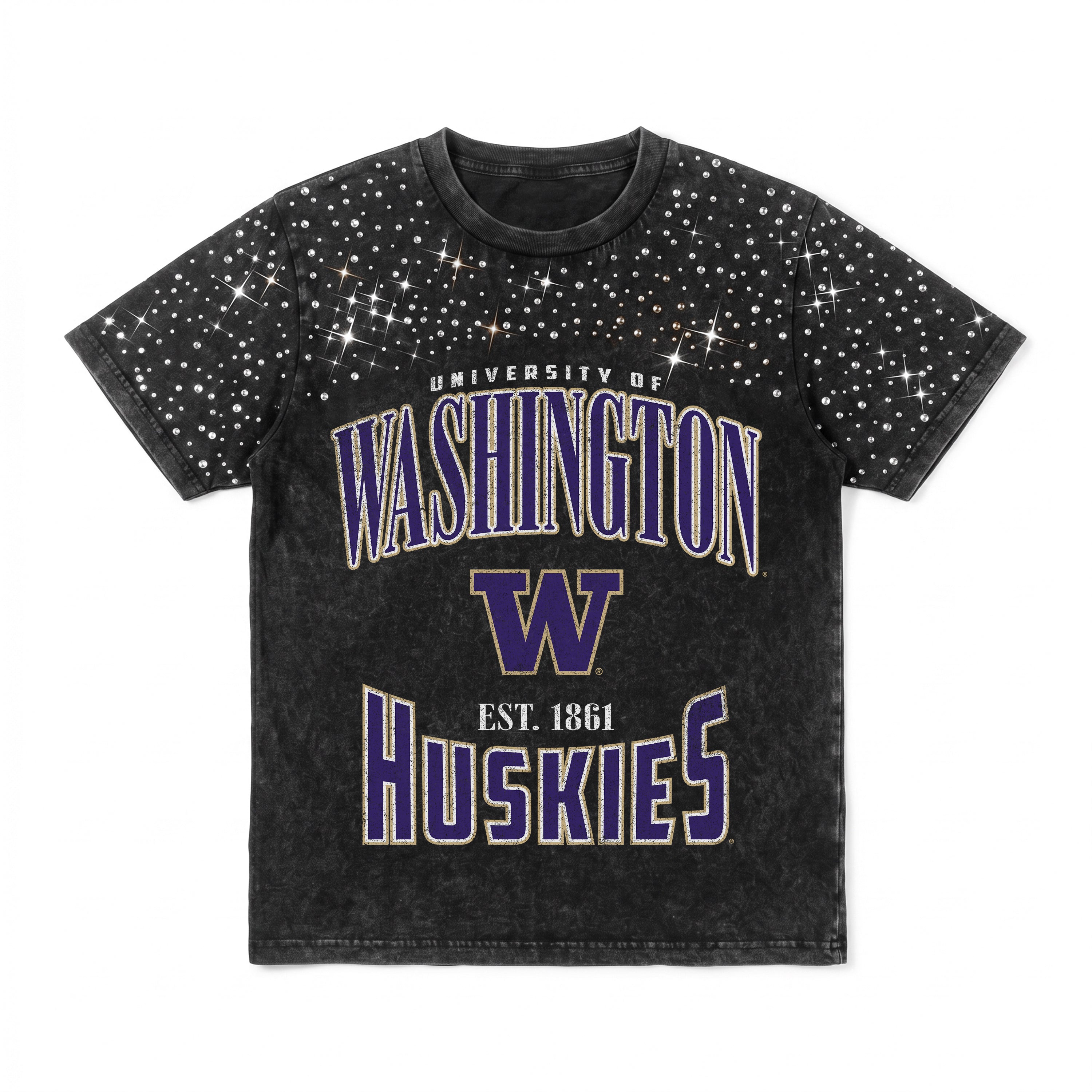 WASHINGTON HUSKIES IN THE ZONE VINTAGE WASH RHINESTONE TEE