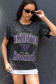 WASHINGTON HUSKIES IN THE ZONE VINTAGE WASH RHINESTONE TEE
