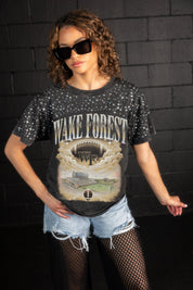 WAKE FOREST DEMON DEACONS SKY'S THE LIMIT VINTAGE WASH RHINESTONE TEE