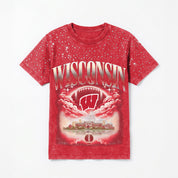 WISCONSIN BADGERS SKY'S THE LIMIT VINTAGE WASH RHINESTONE TEE