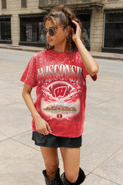 WISCONSIN BADGERS SKY'S THE LIMIT VINTAGE WASH RHINESTONE TEE
