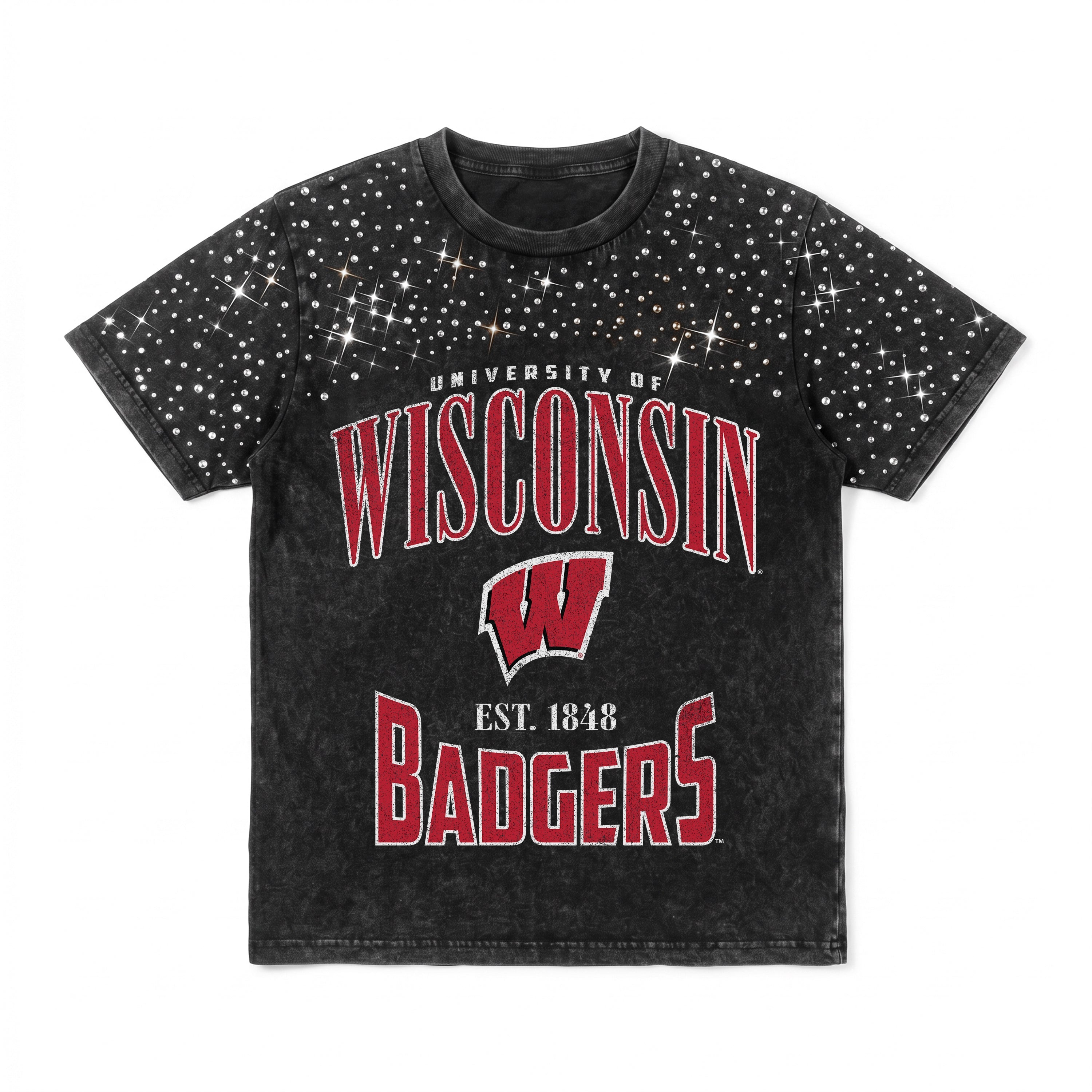 WISCONSIN BADGERS IN THE ZONE VINTAGE WASH RHINESTONE TEE