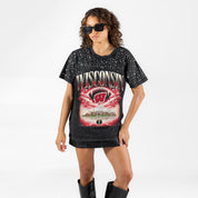 WISCONSIN BADGERS DREAM BIG VINTAGE WASH RHINESTONE TEE