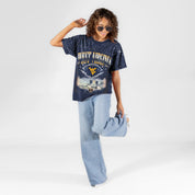 WEST VIRGINIA MOUNTAINEERS SKY'S THE LIMIT VINTAGE WASH RHINESTONE TEE