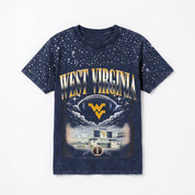 WEST VIRGINIA MOUNTAINEERS SKY'S THE LIMIT VINTAGE WASH RHINESTONE TEE
