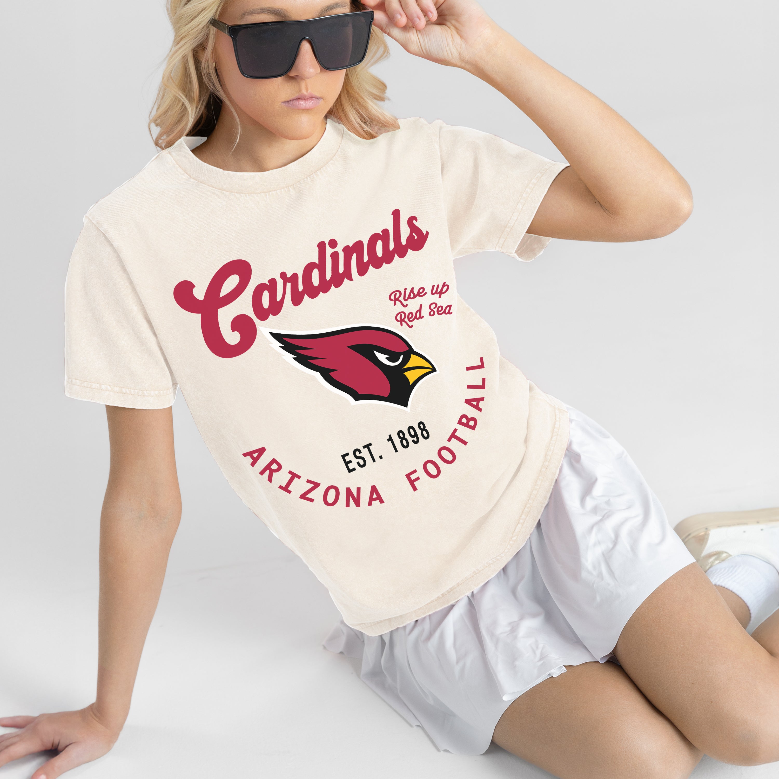 ARIZONA CARDINALS YOU KNOW OUR NAME CLASSIC FIT COTTON BLEND CREWNECK TEE