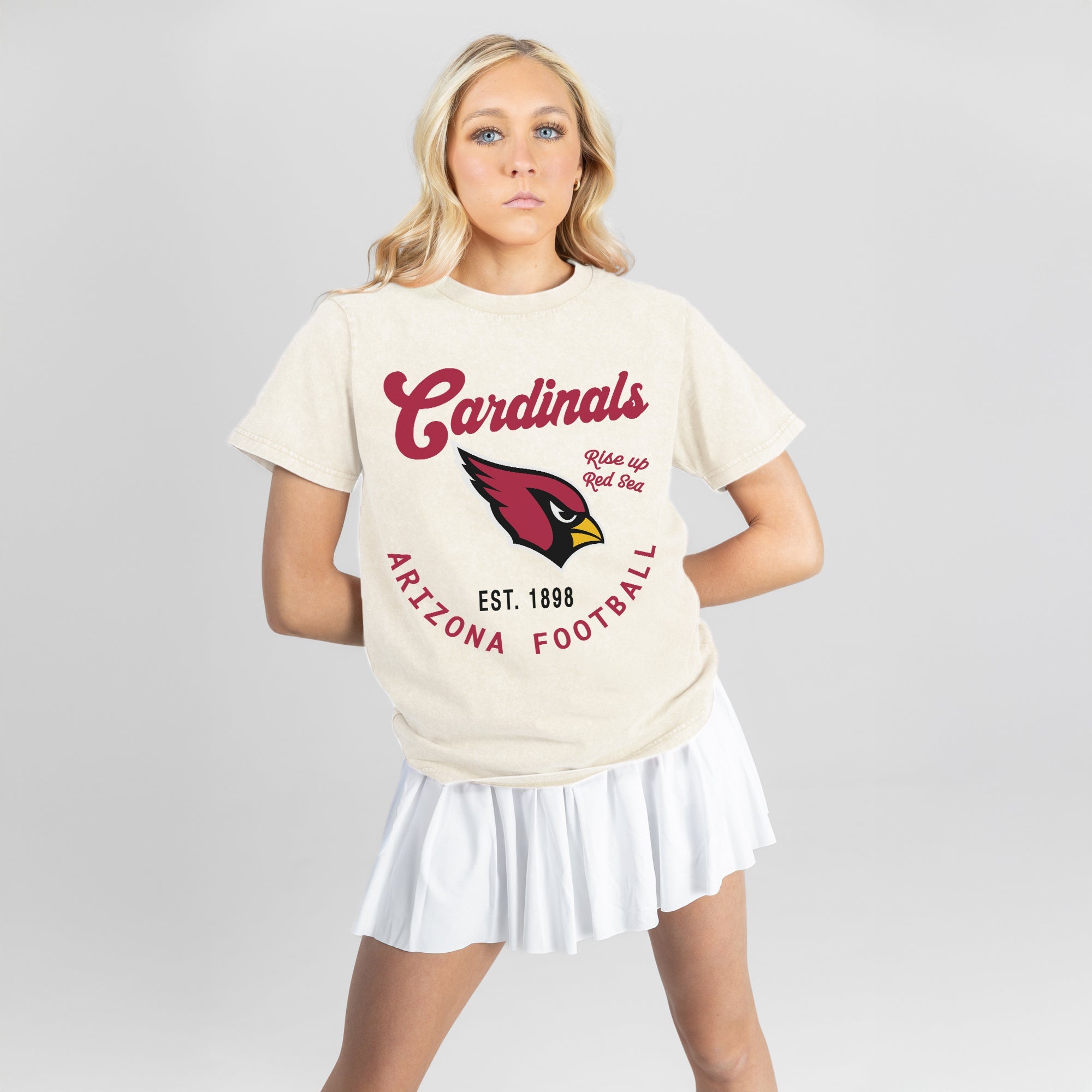 ARIZONA CARDINALS YOU KNOW OUR NAME CLASSIC FIT COTTON BLEND CREWNECK TEE