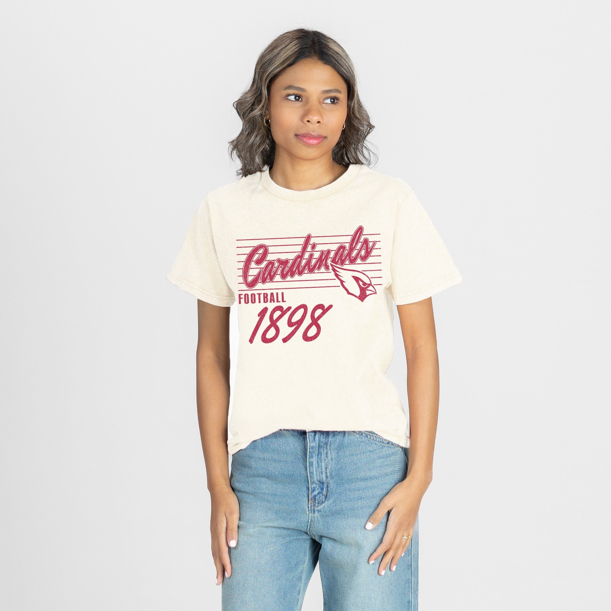 ARIZONA CARDINALS OLD SCHOOL CLASSIC FIT COTTON BLEND CREWNECK TEE