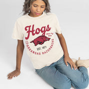 ARKANSAS RAZORBACKS YOU KNOW OUR NAME CLASSIC FIT COTTON BLEND CREWNECK TEE
