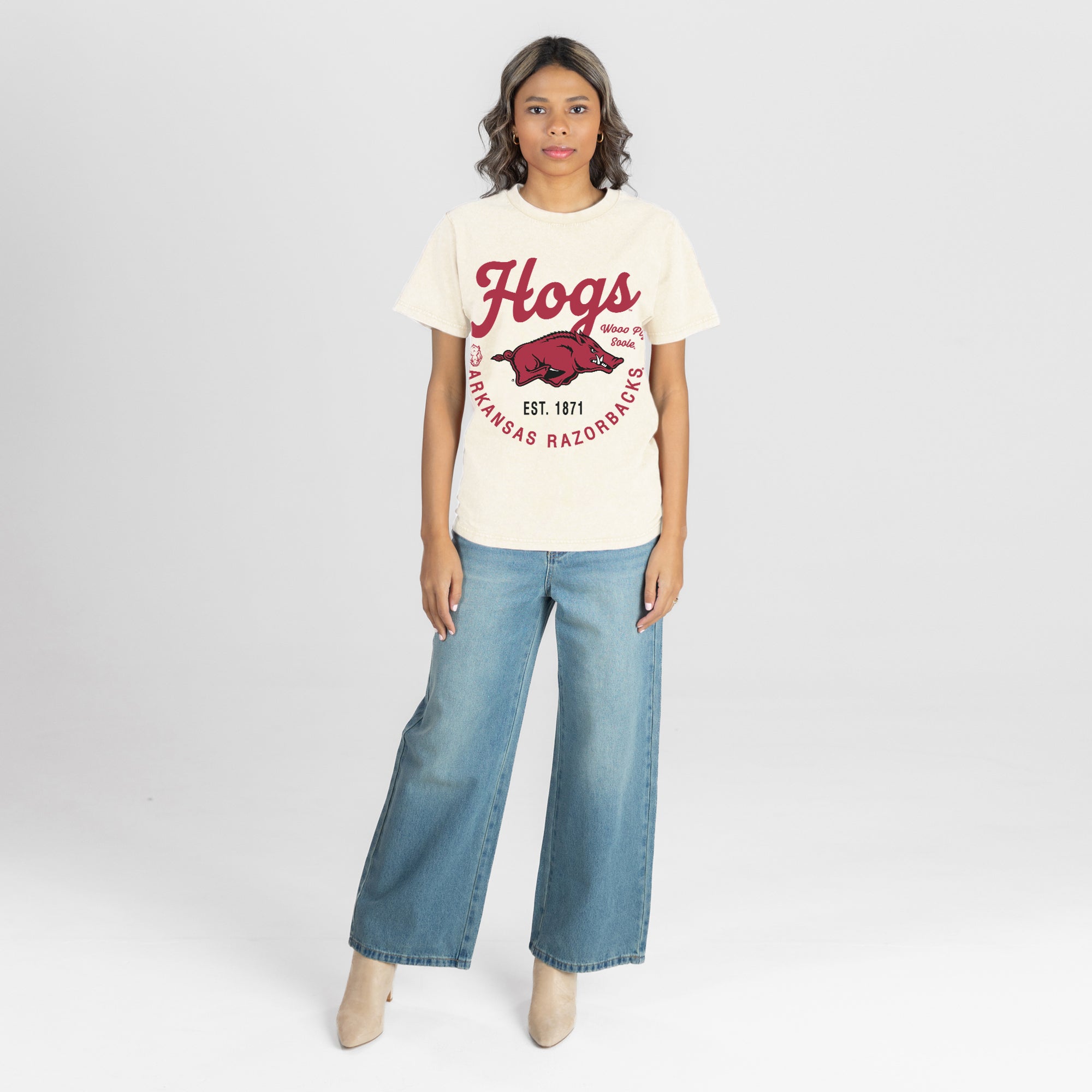 ARKANSAS RAZORBACKS YOU KNOW OUR NAME CLASSIC FIT COTTON BLEND CREWNECK TEE