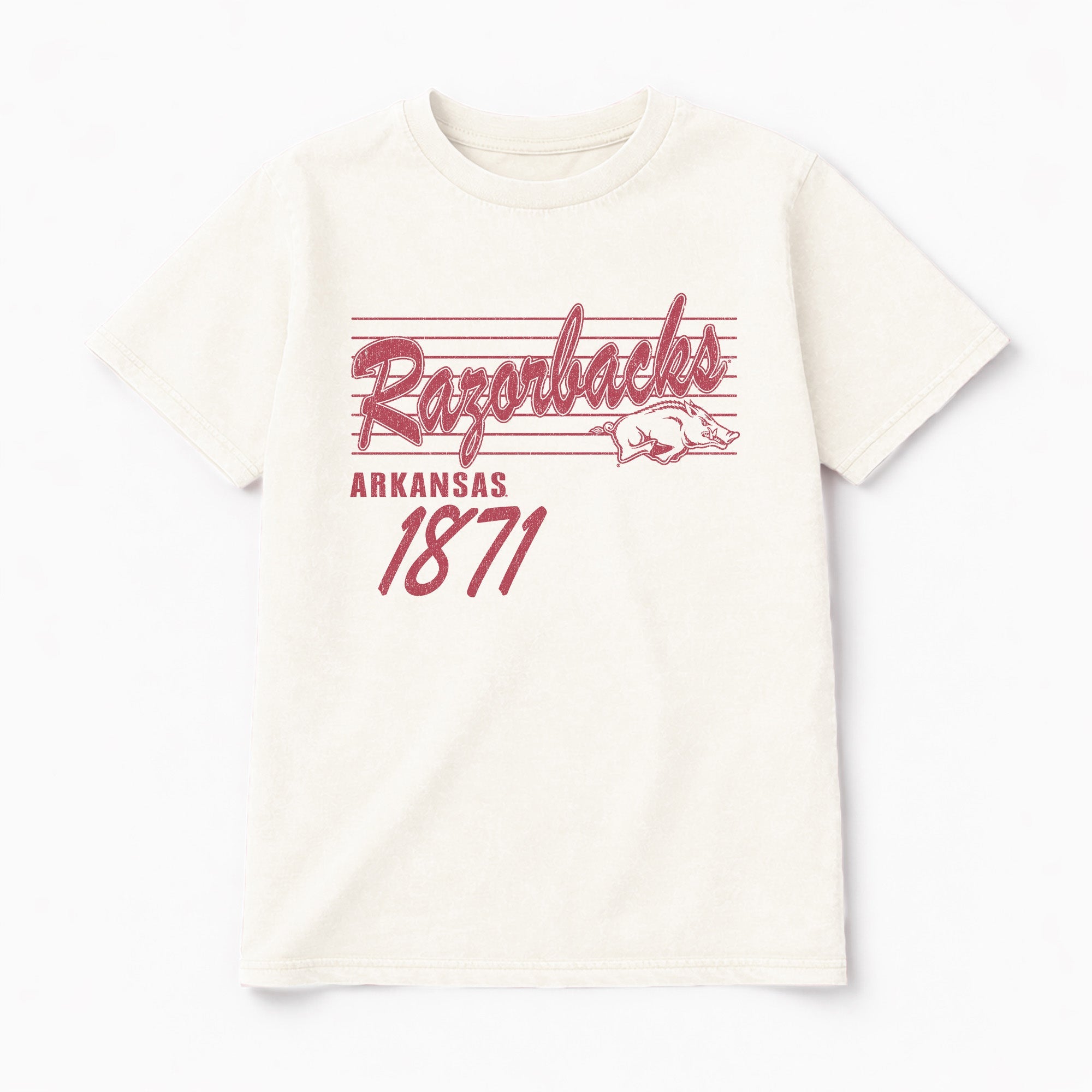 ARKANSAS RAZORBACKS OLD SCHOOL CLASSIC FIT COTTON BLEND CREWNECK TEE