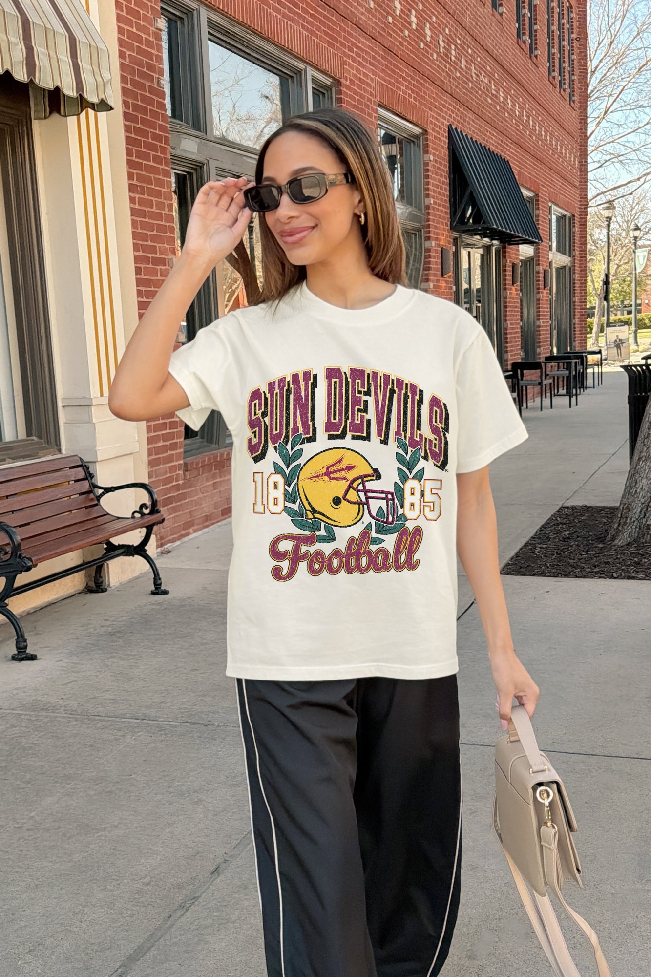 ARIZONA STATE SUN DEVILS RAISED ON VICTORY CLASSIC FIT COTTON BLEND CREWNECK TEE