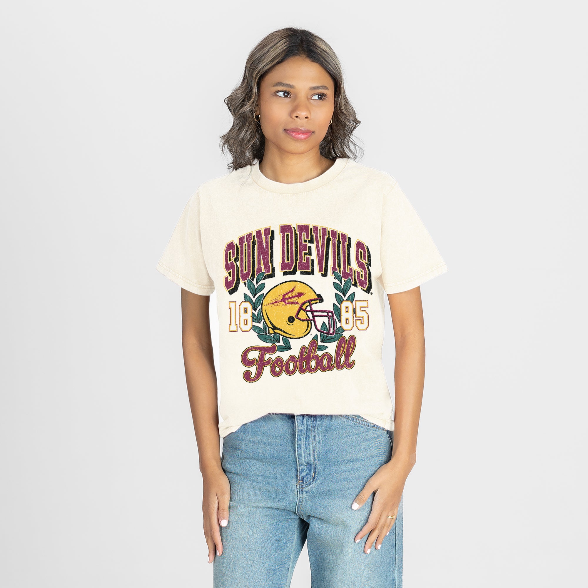 ARIZONA STATE SUN DEVILS RAISED ON VICTORY CLASSIC FIT COTTON BLEND CREWNECK TEE