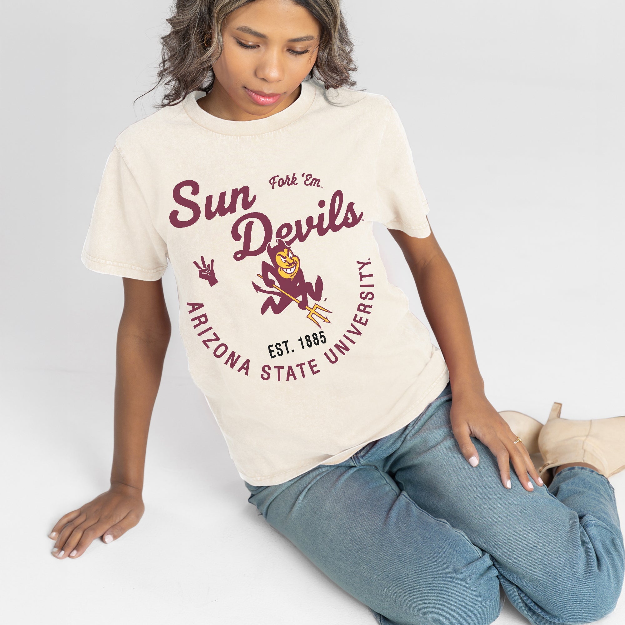 ARIZONA STATE SUN DEVILS YOU KNOW OUR NAME CLASSIC FIT COTTON BLEND CREWNECK TEE