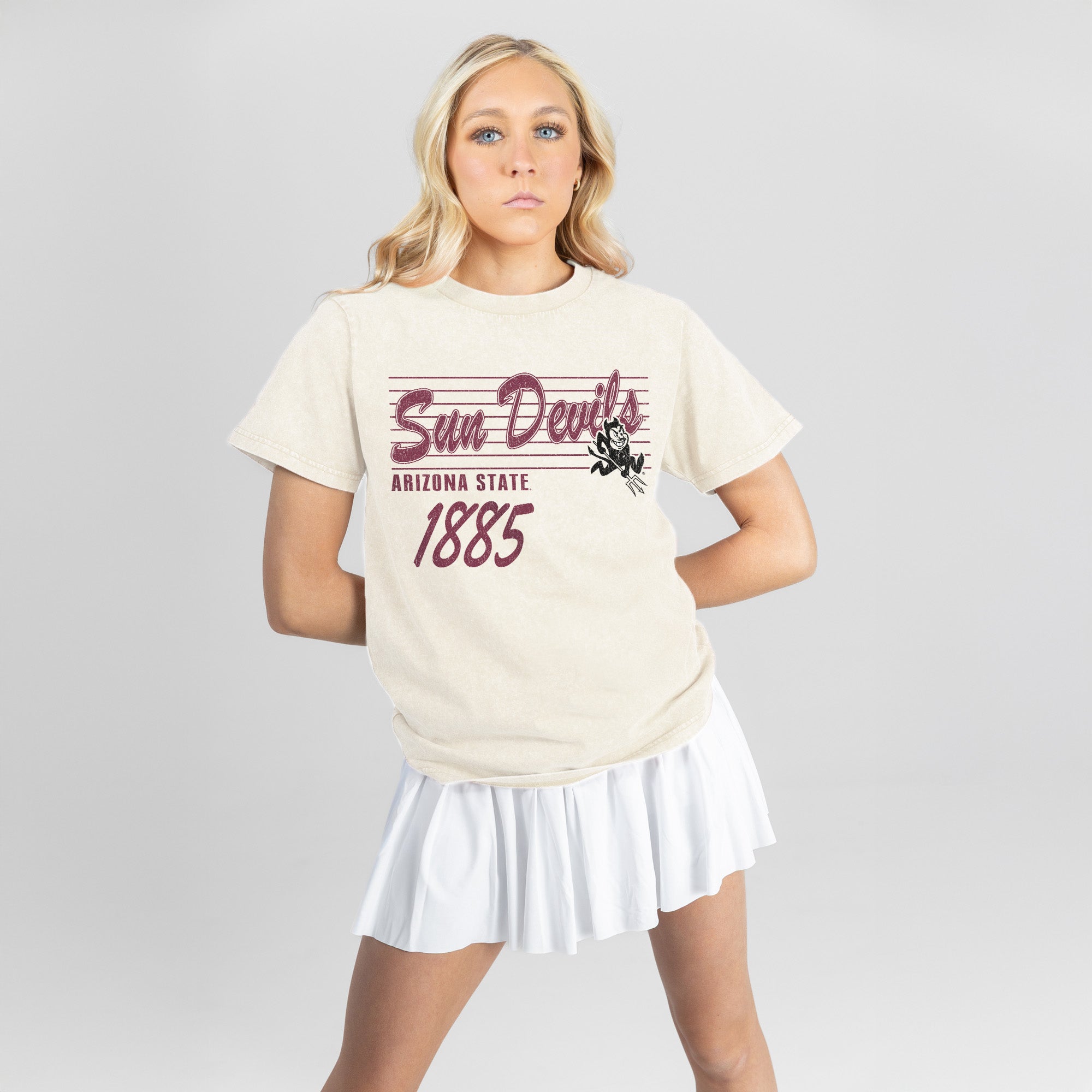 ARIZONA STATE SUN DEVILS OLD SCHOOL CLASSIC FIT COTTON BLEND CREWNECK TEE
