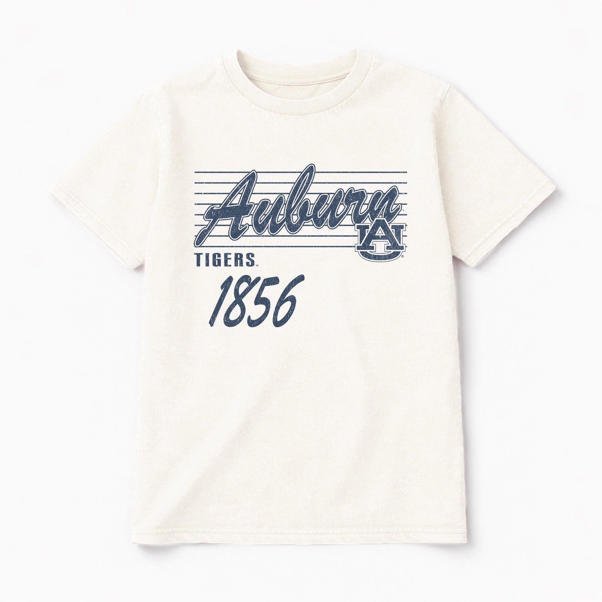 AUBURN TIGERS OLD SCHOOL CLASSIC FIT COTTON BLEND CREWNECK TEE