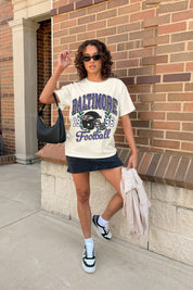 BALTIMORE RAVENS RAISED ON VICTORY CLASSIC FIT COTTON BLEND CREWNECK TEE