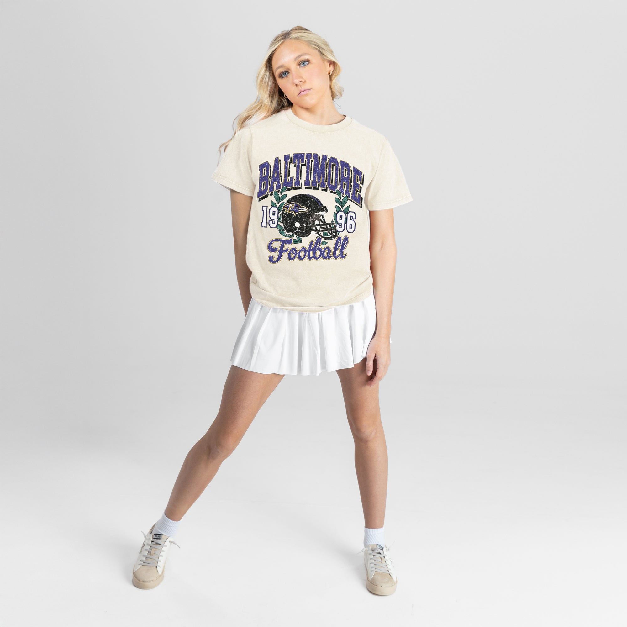 BALTIMORE RAVENS RAISED ON VICTORY CLASSIC FIT COTTON BLEND CREWNECK TEE