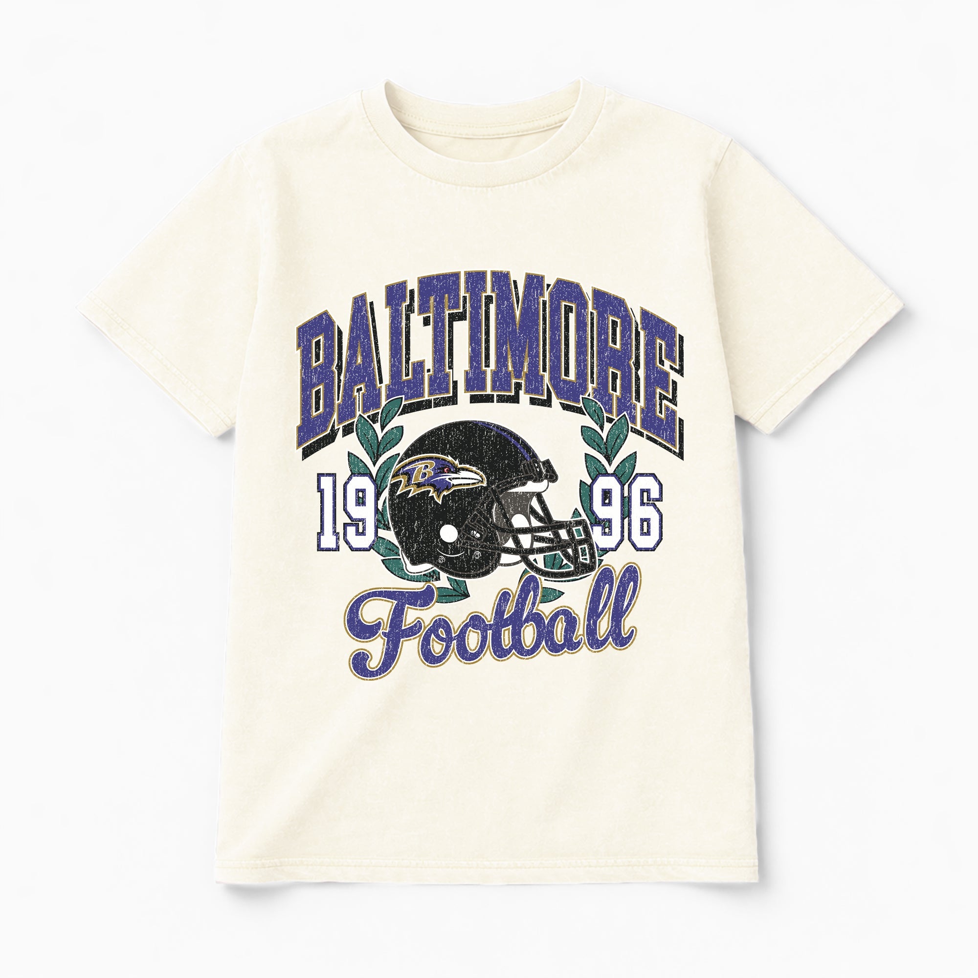 BALTIMORE RAVENS RAISED ON VICTORY CLASSIC FIT COTTON BLEND CREWNECK TEE