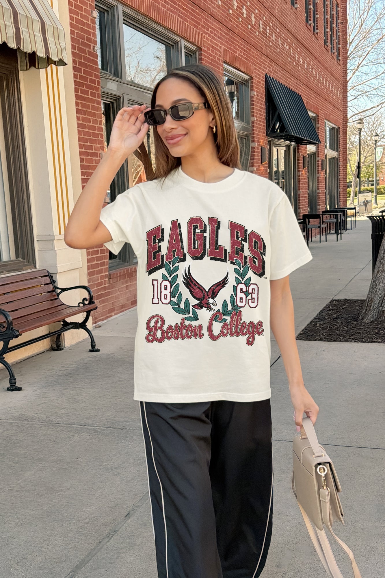 BOSTON COLLEGE EAGLES RAISED ON VICTORY CLASSIC FIT COTTON BLEND CREWNECK TEE