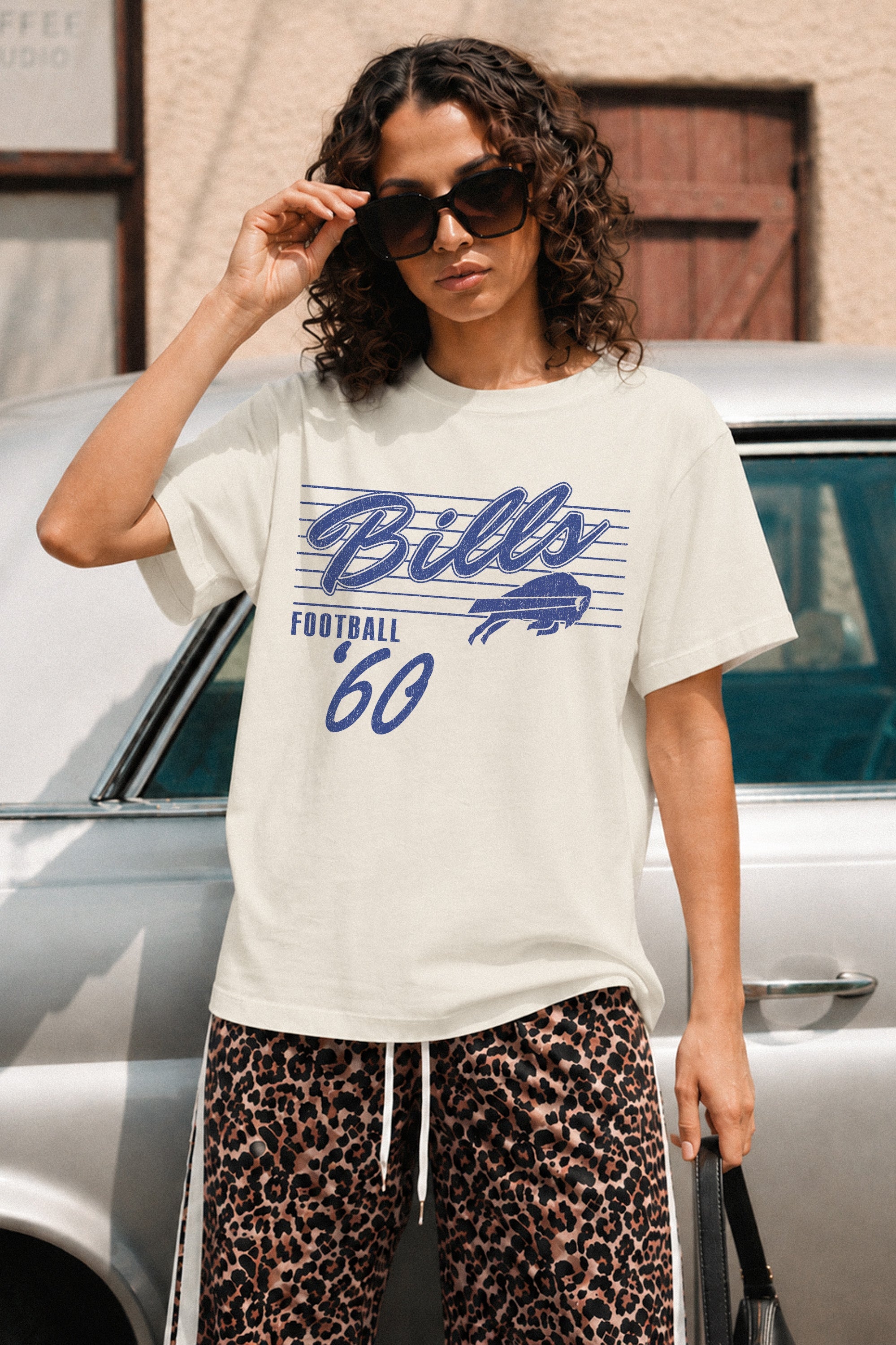BUFFALO BILLS OLD SCHOOL CLASSIC FIT COTTON BLEND CREWNECK TEE