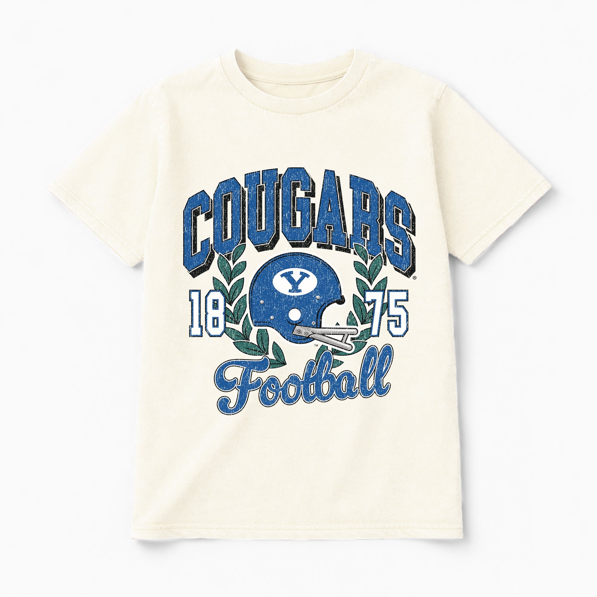 BYU COUGARS RAISED ON VICTORY CLASSIC FIT COTTON BLEND CREWNECK TEE