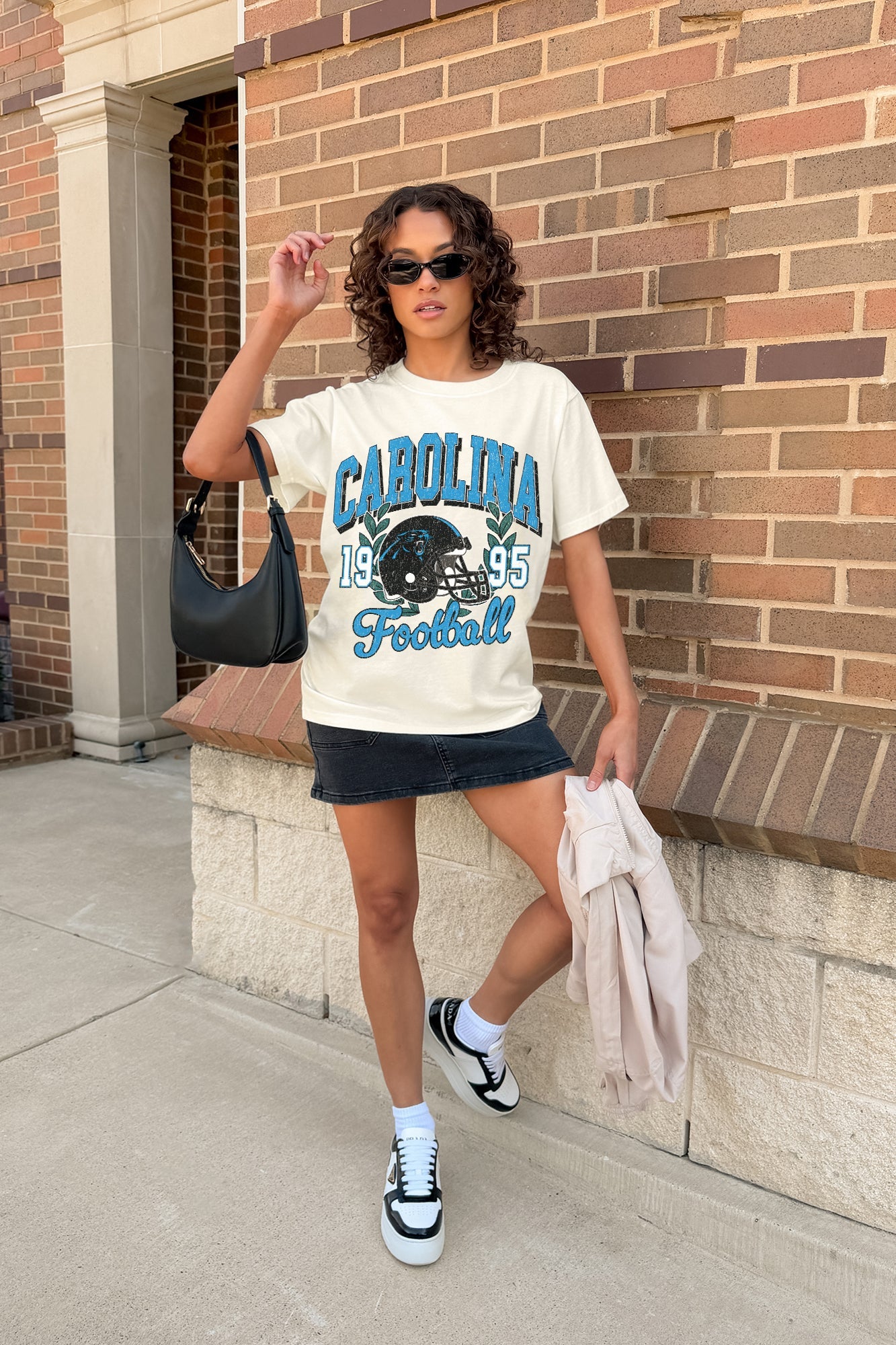 CAROLINA PANTHERS RAISED ON VICTORY CLASSIC FIT COTTON BLEND CREWNECK TEE