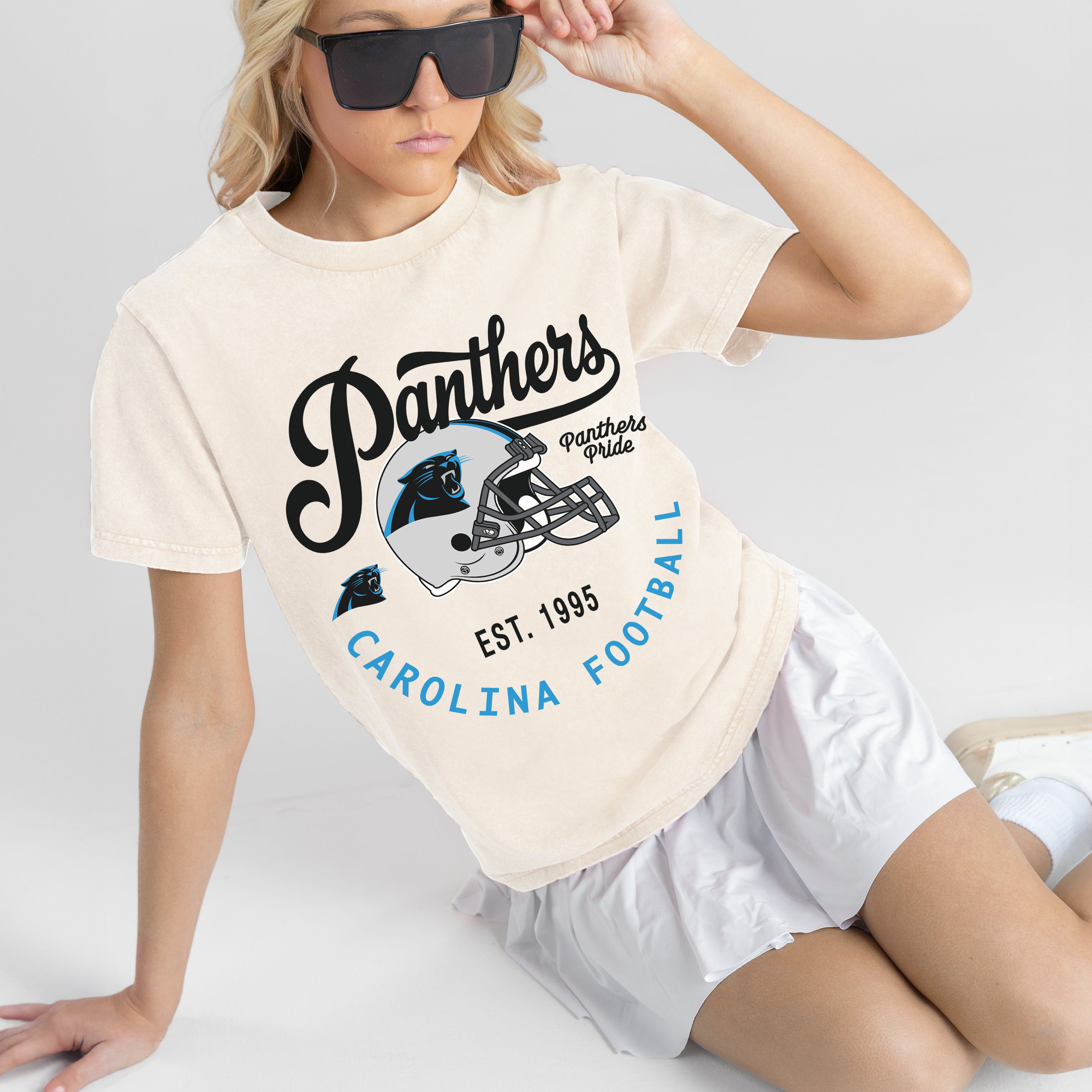 CAROLINA PANTHERS YOU KNOW OUR NAME CLASSIC FIT COTTON BLEND CREWNECK TEE