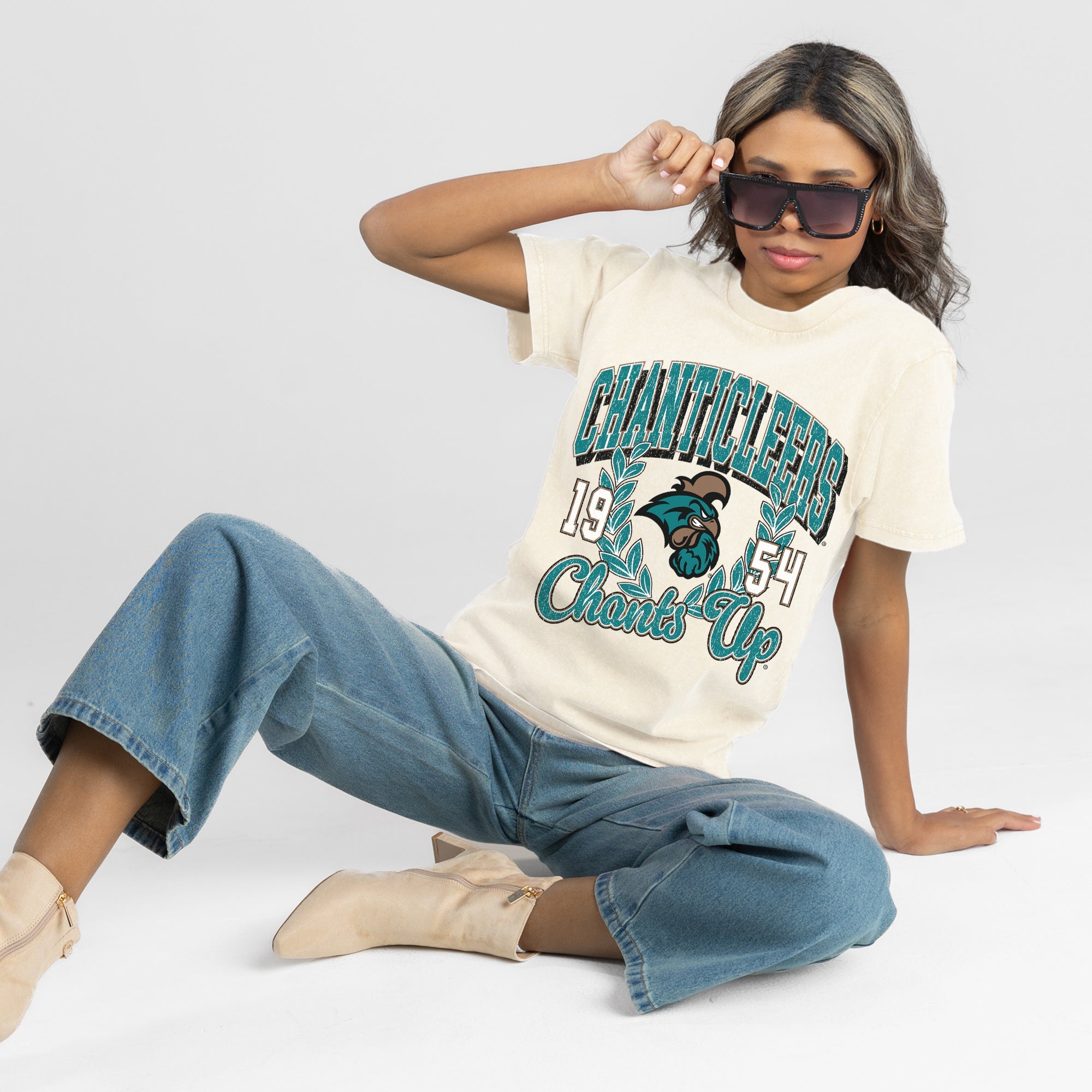 COASTAL CAROLINA CHANTICLEERS RAISED ON VICTORY CLASSIC FIT COTTON BLEND CREWNECK TEE