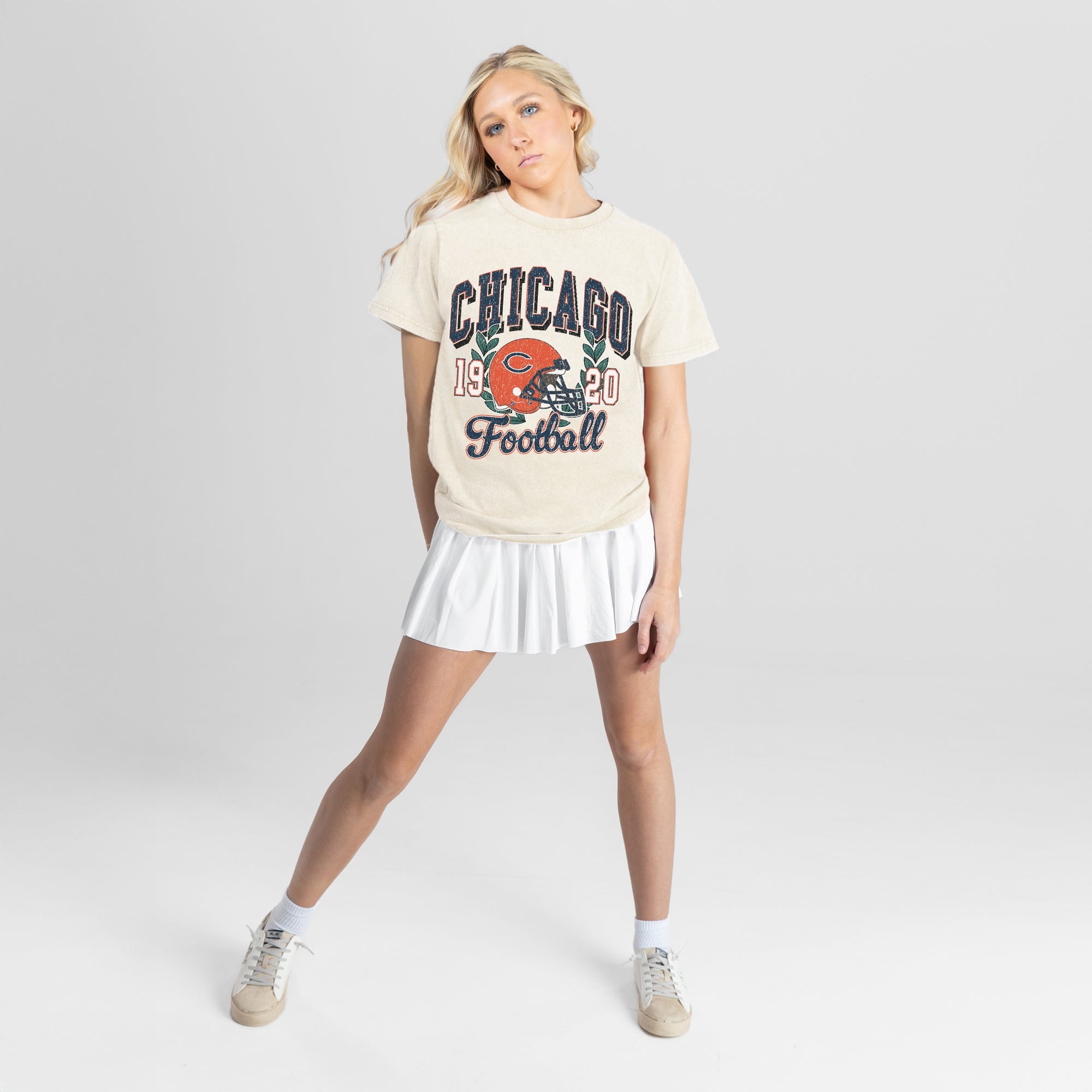 CHICAGO BEARS RAISED ON VICTORY CLASSIC FIT COTTON BLEND CREWNECK TEE