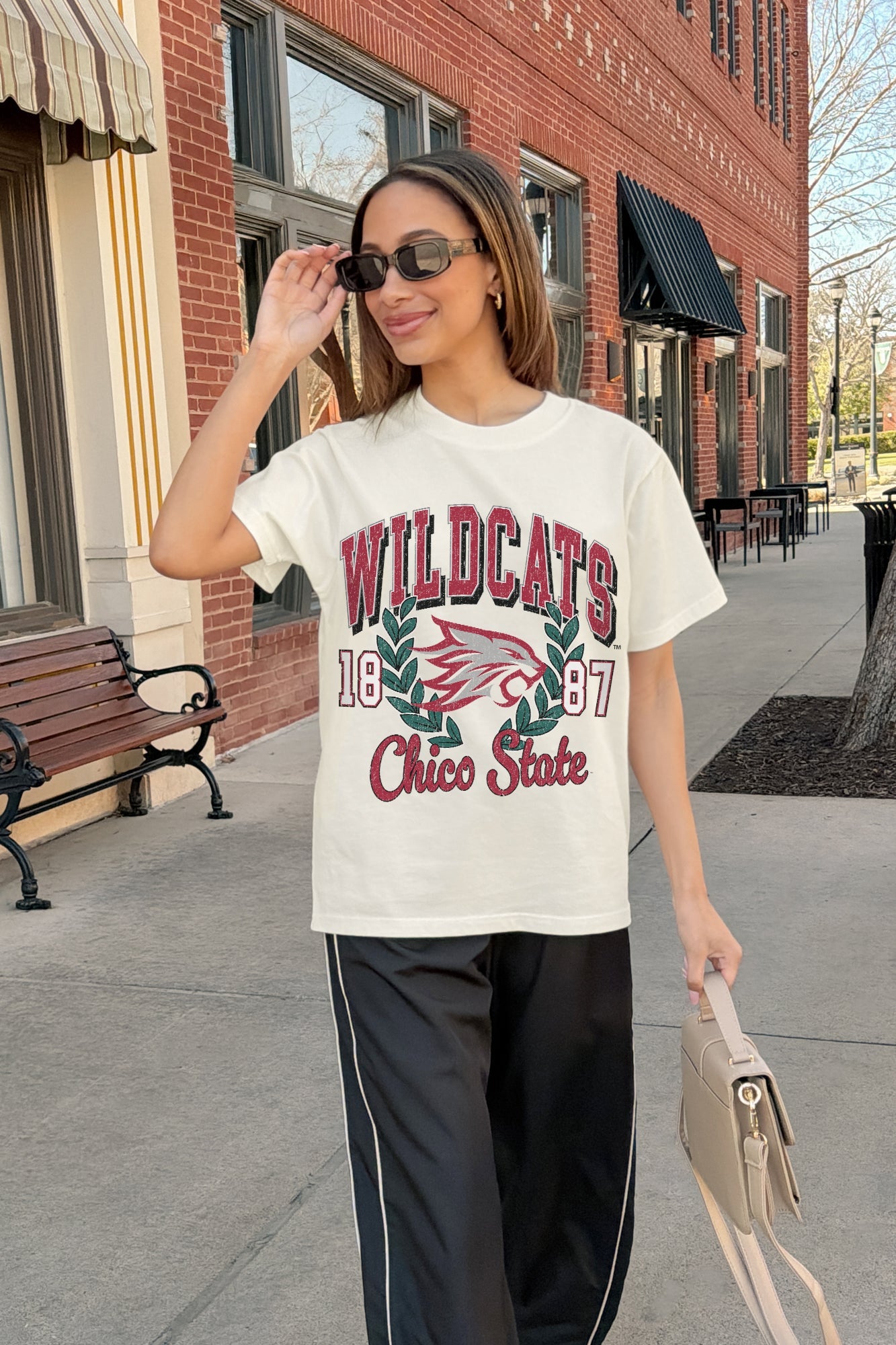CHICO STATE WILDCATS RAISED ON VICTORY CLASSIC FIT COTTON BLEND CREWNECK TEE