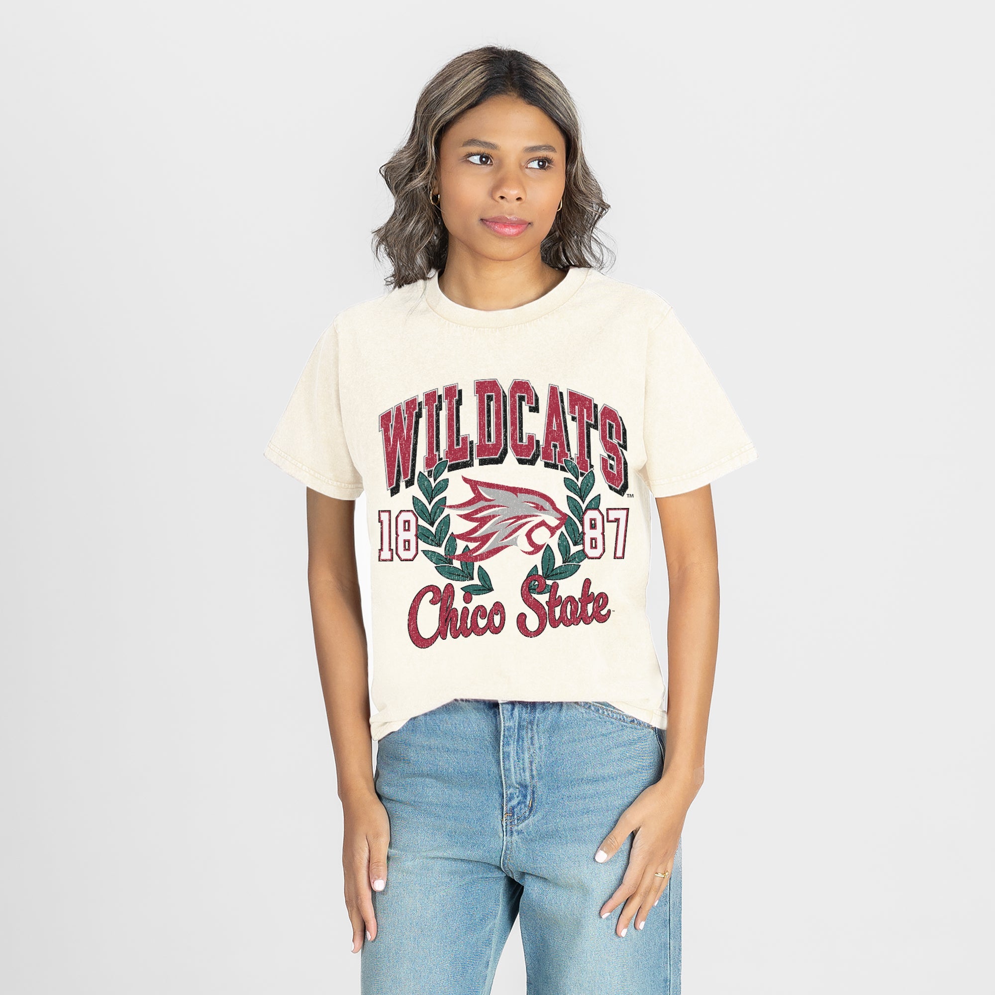 CHICO STATE WILDCATS RAISED ON VICTORY CLASSIC FIT COTTON BLEND CREWNECK TEE