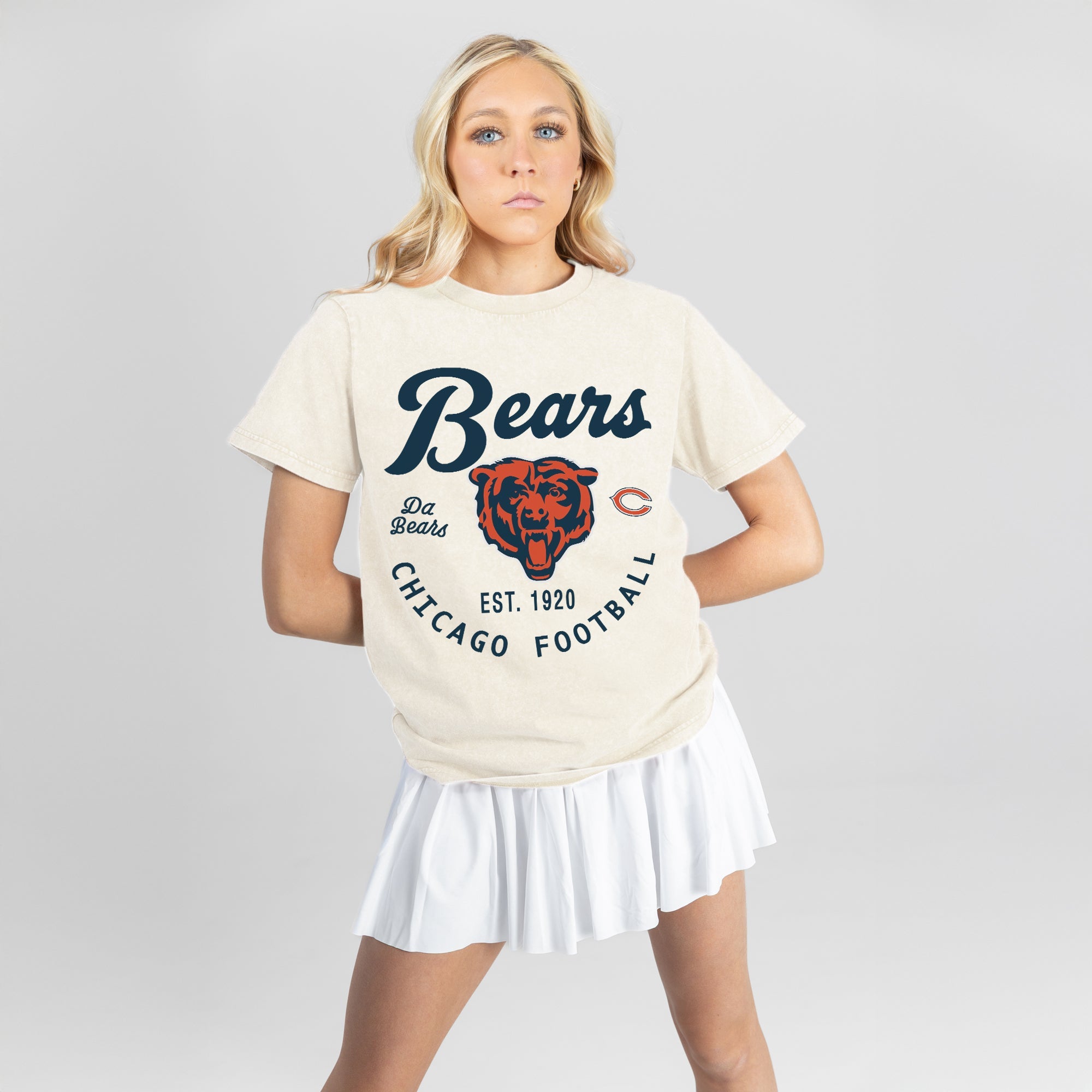 CHICAGO BEARS YOU KNOW OUR NAME CLASSIC FIT COTTON BLEND CREWNECK TEE