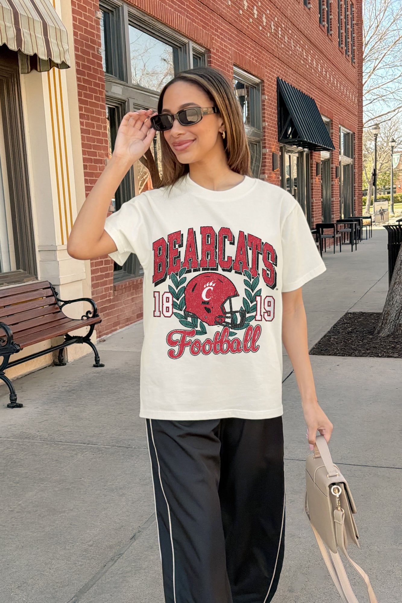 CINCINNATI BEARCATS RAISED ON VICTORY CLASSIC FIT COTTON BLEND CREWNECK TEE