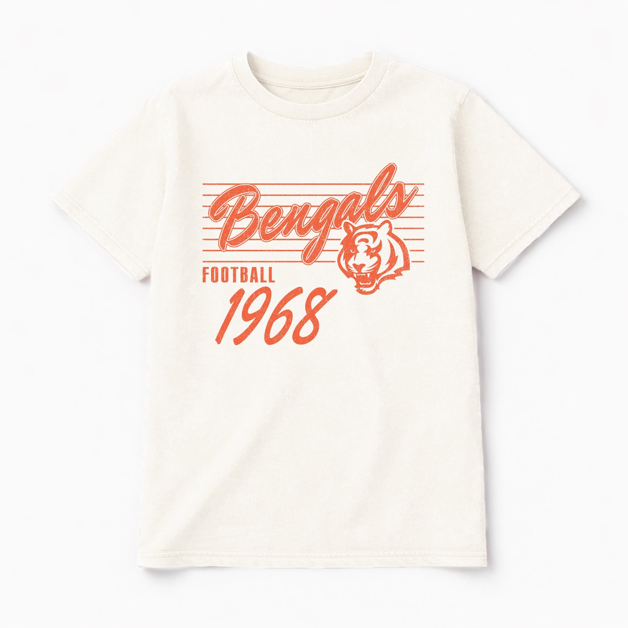 CINCINNATI BENGALS OLD SCHOOL CLASSIC FIT COTTON BLEND CREWNECK TEE