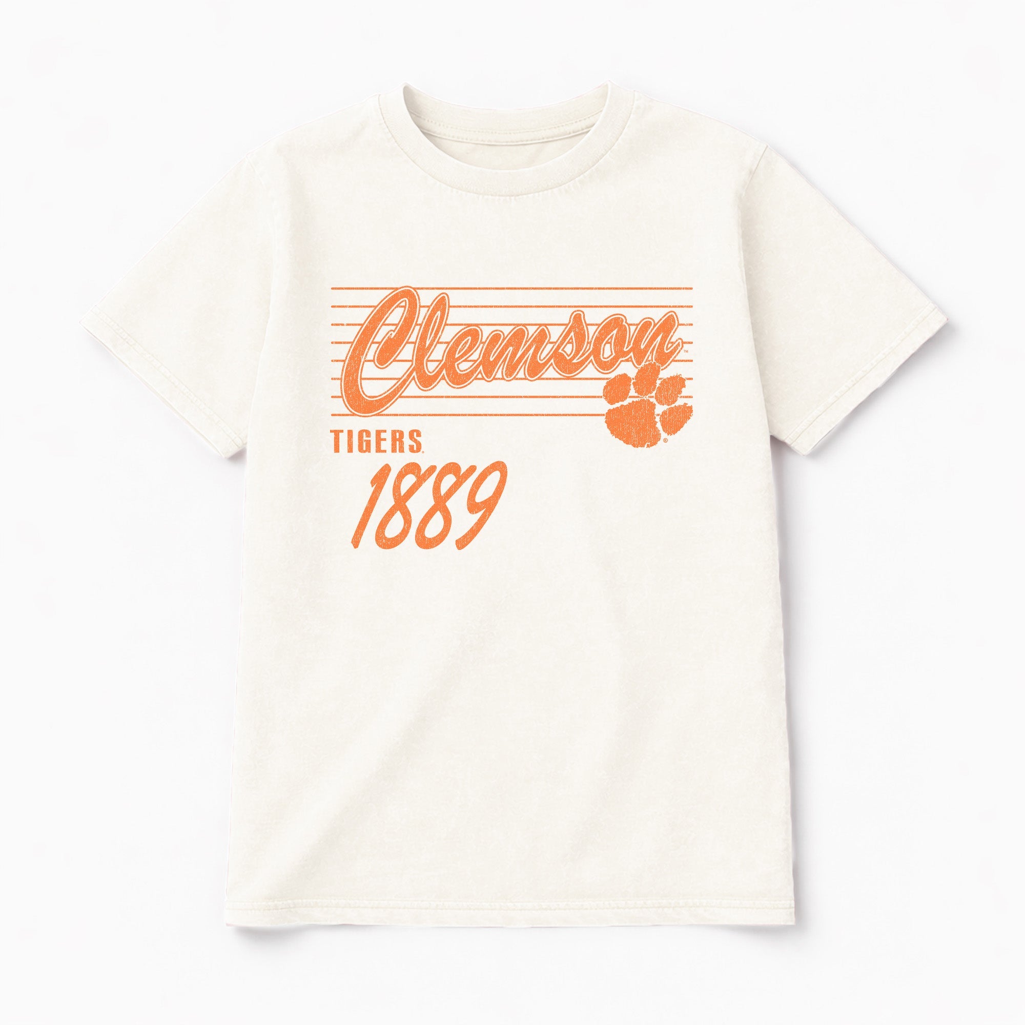 CLEMSON TIGERS OLD SCHOOL CLASSIC FIT COTTON BLEND CREWNECK TEE