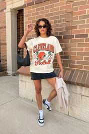 CLEVELAND BROWNS RAISED ON VICTORY CLASSIC FIT COTTON BLEND CREWNECK TEE