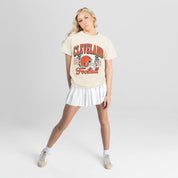 CLEVELAND BROWNS RAISED ON VICTORY CLASSIC FIT COTTON BLEND CREWNECK TEE