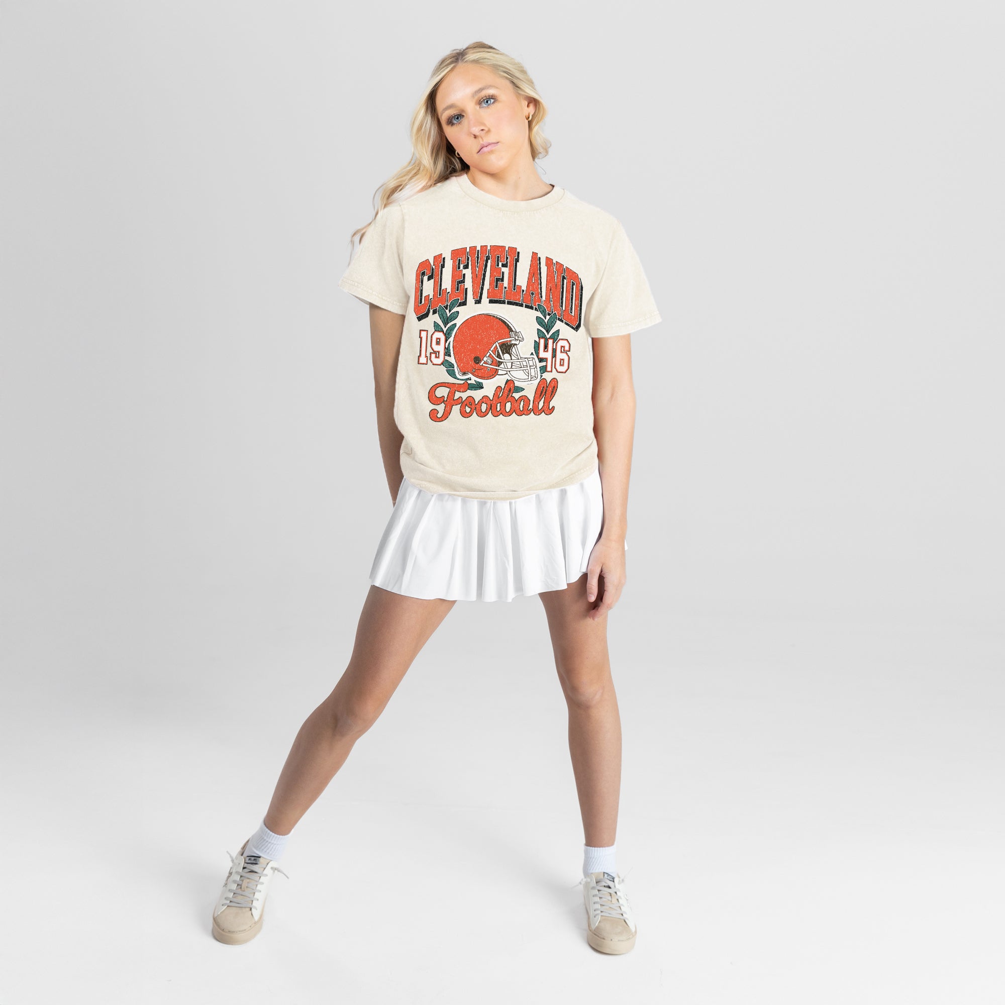 CLEVELAND BROWNS RAISED ON VICTORY CLASSIC FIT COTTON BLEND CREWNECK TEE