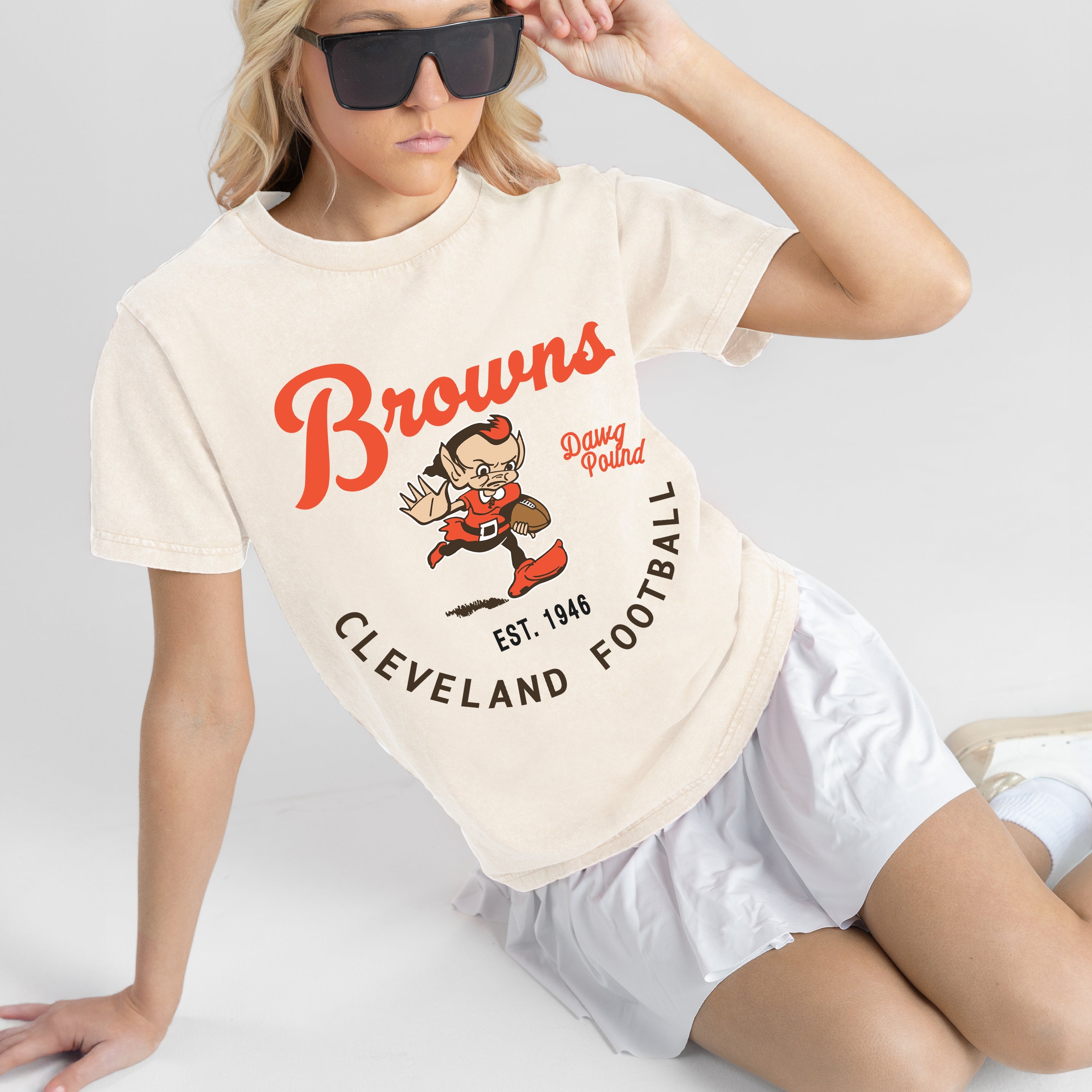 CLEVELAND BROWNS YOU KNOW OUR NAME CLASSIC FIT COTTON BLEND CREWNECK TEE