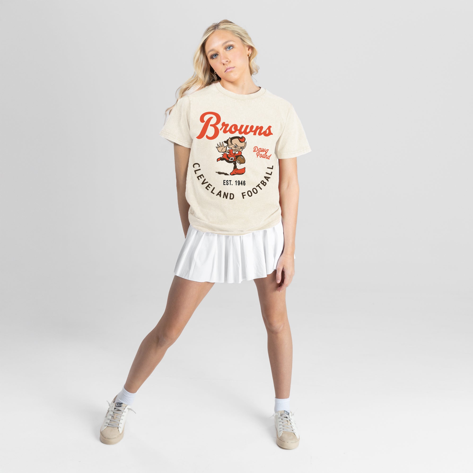 CLEVELAND BROWNS YOU KNOW OUR NAME CLASSIC FIT COTTON BLEND CREWNECK TEE
